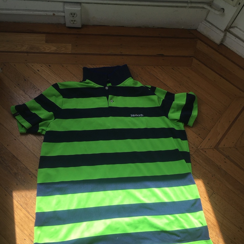 “Isleworth” Ralph Lauren Mens Polo in Green and Navy Stripes